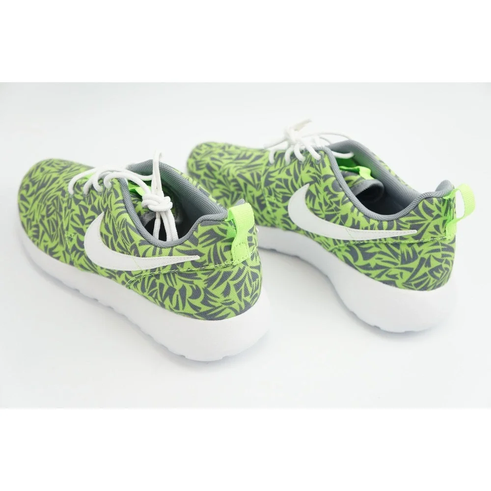Nike Roshe One GS 6Y Green Grey Palm Print Running Shoes Excellent